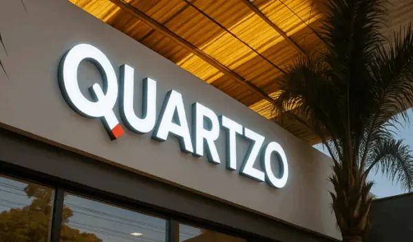 Comunicação visal Letreiro iluminado da Quartzzo